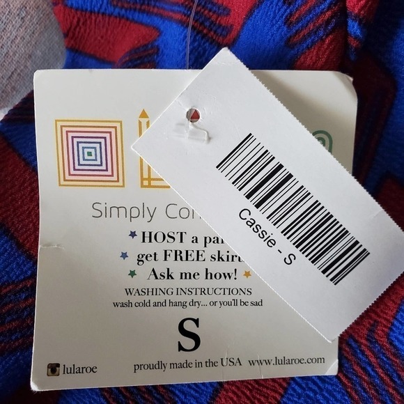 Lularoe Cassie Pencil Skirt Red & Blue Size S - Picture 5 of 5